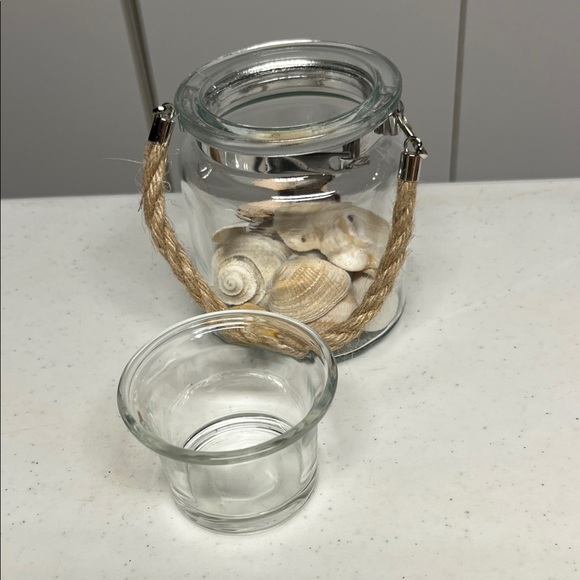 Glass Jar with Seashells Topped-with candle holder - Picture 3 of 6